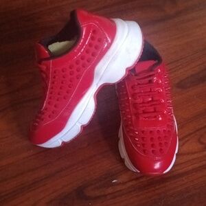 Spikey Red Platform Tennie Shoes